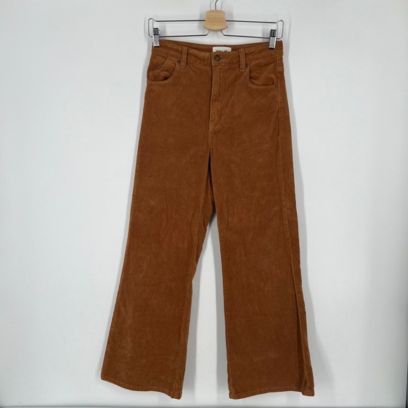 Rolla's Eastcoast Crop Flare Corduroy Pants Brown High Rise Women's 28 Retro - Picture 1 of 10